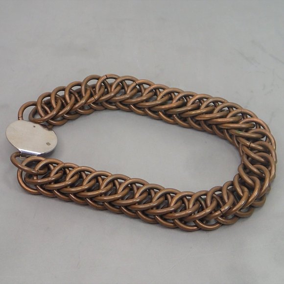 Handcrafted Brass Or Bronze Chain link Metal Handmade Bracelet - Picture 10 of 11